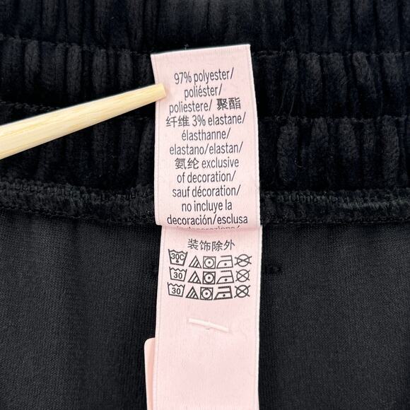 VICTORIAS SECRET Ribbed Velour Jogger Pants Womens Small Black Velvet NEW - Picture 8 of 15